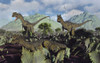 A small pack of Dilophosaurus dinosaurs during Earth's Jurassic period. Poster Print by Mark Stevenson/Stocktrek Images - Item # VARPSTMAS600136P