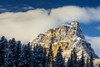 Snow covered rugged mountain and evergreen trees with blue sky and clouds; Banff, Alberta, Canada Poster Print by Michael Interisano / Design Pics - Item # VARDPI12324630