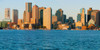 Panoramic of Boston Harbor and the Boston skyline at sunrise as seen from South Boston, Massachusetts, New England Poster Print by Panoramic Images - Item # VARPPI181715