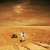 A lone astronaut looks up at the sun while exploring Mars. Poster Print by Marc Ward/Stocktrek Images - Item # VARPSTMRC200192S