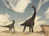Two Brontomerus dinosaurs walking in the desert. Poster Print by Elena Duvernay - Item # VARPSTEDV600389P