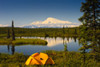 Tent Camping In Wrangell Saint Elias National Park With Mount Sanford In The Background, Southcentral Alaska, Summer Poster Print by Michael Jones / Design Pics - Item # VARDPI2167118