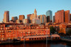 Commerce House Tower and Boston Skyline with condos below it at sunrise as photographed from Lewis Wharf, Boston, MA Poster Print by Panoramic Images - Item # VARPPI182010