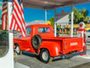 Red Dodge Pickup truck parked in front of vintage gas station in Santa Paula, California Poster Print by Panoramic Images - Item # VARPPI182303