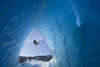 Composite: View From Inside An Ice Cave Of An Iceberg Frozen In Mendenhall Lake As An Ice Climber Rappels Down A Rope, Juneau, Southeast Alaska, Winter Poster Print by John Hyde / Design Pics - Item # VARDPI2102832