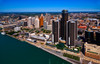 Elevated view of Detroit skyline at waterfront, Wayne County, Michigan, USA Poster Print by Panoramic Images - Item # VARPPI173585