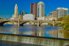 Scioto River with waterfall and Columbus Ohio skyline Poster Print by Panoramic Images - Item # VARPPI181810