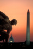 Iwo Jima Memorial at dusk, Washington Monument, Washington DC, USA Poster Print by Panoramic Images - Item # VARPPI173622