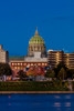 HARRISBURG, PENNSYLVANIA, City skyline and State Capitol shot at dusk from Susquehanna River Poster Print by Panoramic Images - Item # VARPPI182630
