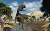 A carnivorous Cryolophosaurus dinosaur walking along a stream. Poster Print by Mark Stevenson/Stocktrek Images - Item # VARPSTMAS600096P