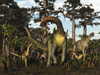 Jobaria dinosaur is menaced by Afrovenators in Jurassic North Africa. Poster Print by Arthur Dorety/Stocktrek Images - Item # VARPSTADR600056P