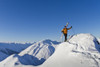 Man climbing a snow ridge for back country skiing, Turnagain Pass, Kenai Mountains, Southcentral Alaska, Winter Poster Print by Joe Stock / Design Pics - Item # VARDPI2433166