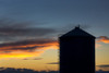 Silhouette of large metal grain bin with colourful clouds at sunset with blue sky; Alberta, Canada Poster Print by Michael Interisano / Design Pics - Item # VARDPI12324575