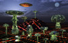 A futuristic alien city seen at night. Poster Print by Mark Stevenson/Stocktrek Images - Item # VARPSTMAS200076S