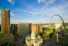 Elevated view of Saint Louis Historical Old Courthouse and Gateway Arch on Mississippi River, St. Louis, Missouri Poster Print by Panoramic Images - Item # VARPPI181750