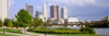 Railway bridge across a river with skyscrapers in the background, Scioto River, Columbus, Ohio, USA Poster Print by Panoramic Images - Item # VARPPI153031