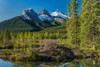 Scenic view of Three Sisters Mountain, Policeman's Creek, Canmore, Alberta, Canada Poster Print by Panoramic Images - Item # VARPPI174052