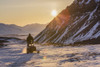 Man riding a snowmachine up the Anaktuvuk River Valley at sunset, Gates of the Arctic National Park, Brooks Range, Arctic Alaska Poster Print by Kevin G. Smith / Design Pics - Item # VARDPI8777667