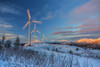 Wind turbines and gibbous moon at sunrise, winter, Pillar Mountain; Kodiak, Alaska, United States of America Poster Print by Marion Owen / Design Pics - Item # VARDPI12321612