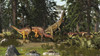 A late Triassic scene with Plateosaurus and Liliensternus dinosaurs. Poster Print by Arthur Dorety/Stocktrek Images - Item # VARPSTADR600059P