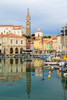 Piran, Primorska, Slovenia. View across harbour to Tartinijev trg and the spire of St. George's cathedral. Poster Print by Panoramic Images - Item # VARPPI174230