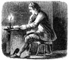 Benjamin Franklin (1706-1790). /Namerican Printer, Publisher, Scientist, Inventor, Statesman And Diplomat. Young Benjamin Franklin Reading By Candlelight. Wood Engraving, 1852. Poster Print by Granger Collection - Item # VARGRC0085140