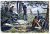 Civil War: Wounded, 1864. /Nvolunteers Of The Christian Commission Give First Aid To Wounded Union Soldiers At A Battlefield During The American Civil War. Wood Engraving, American, 1864. Poster Print by Granger Collection - Item # VARGRC0095956