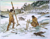 Beaver Hunting, 19Th Cent. /Nnative Americans, Wearing Leather Clothing Against The Cold And Snow, Break Into A Beaver Dam. Illustration By C.W. Jeffreys. Poster Print by Granger Collection - Item # VARGRC0038058
