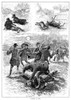 Hunting, 1885. /Nhunters Getting Into A Fight After The Accidental Death Of The Lurcher Dog. Engraving, English, 1885. Poster Print by Granger Collection - Item # VARGRC0353501