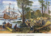 Jamestown: Arrival, 1607. /Nthe Arrival Of The First English Colonists At Jamestown, Virginia, In May 1607. Colored Engraving, 19Th Century. Poster Print by Granger Collection - Item # VARGRC0010712