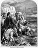 Canute I (C995-1035). /Nking Of England (1016-35), Of Denmark (1019-35), And Of Norway (1028-35). 'Canute Reproving The Flattery Of His Courtiers.' Wood Engraving, English, 19Th Century. Poster Print by Granger Collection - Item # VARGRC0058944