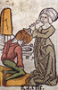 De-Lousing, 1491. /Nmercury Mixed With Oil Is Applied With A Mop To Remove Lice From A Man'S Scalp. Woodcut From An Encyclopedia Printed At Mainz In 1491. Poster Print by Granger Collection - Item # VARGRC0040385