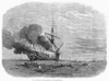 Hms Bombay Burning, 1865. /Nthe Burning Of Hms Bombay Off Montivedeo, Uruguay, With A Loss Of Nearly 100 Lives, 1865. Wood Engraving From A Contemporary English Newspaper. Poster Print by Granger Collection - Item # VARGRC0100187