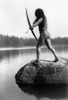 Archery: Nootka Indian. /Na Nude Nootka Indian Bowman Taking Aim Into The Water, Pacific Northwest Coast. Photographed By Edward S. Curtis, C1910. Poster Print by Granger Collection - Item # VARGRC0122337