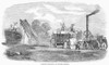 England: Threshing, 1861. /N'Combined Thrashing And Stacking Machine.' Wood Engraving, English, 1861. Poster Print by Granger Collection - Item # VARGRC0079699