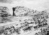 Oregon Trail Emigrants. /Na Wagon Train On The Oregon Trail Following The Sweetwater River At Devil'S Gate In Wyoming. Drawing By William Henry Jackson. Poster Print by Granger Collection - Item # VARGRC0003155