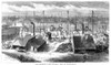 Brooklyn Bridge, 1870. /Nexterior View Of The Caisson At The Brooklyn End Of The Bridge. Wood Engraving, American, 1870. Poster Print by Granger Collection - Item # VARGRC0028498
