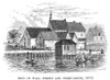 New York Waterfront, 1679. /Nview Of The Foot Of Wall Street And The Ferry House, New York, As They Appeared In 1679. Wood Engraving, American, 1882. Poster Print by Granger Collection - Item # VARGRC0096916