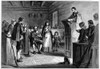 Pilgrims At Church. /Npublic Worship At Plymouth, Massachusetts, By The Pilgrims. Wood Engraving, 19Th Century. Poster Print by Granger Collection - Item # VARGRC0003393