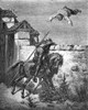Don Quixote. /Ndon Quixote Finds His Squire Sancho Panza Being Tossed In A Blanket In The Yard Of The Inn. Wood Engraving After Gustave Dor_. Poster Print by Granger Collection - Item # VARGRC0012971