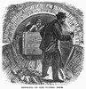 Chicago: La Salle Tunnel. /Nbricking Up The Arch Of The La Salle Tunnel Beneath The Chicago River, Chicago, Illinois. Wood Engraving, American, 1878. Poster Print by Granger Collection - Item # VARGRC0101171