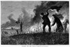 Prairie Fire, 1874. /Nfarmers Fighting A Fire On The American Prairie. Wood Engraving, American, 1874. Poster Print by Granger Collection - Item # VARGRC0094058