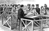 Castle Garden: Examination. /Nexamining Newly Arrived Immigrants At Castle Garden, New York City. Wood Engraving, American, 1880. Poster Print by Granger Collection - Item # VARGRC0369981