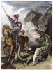 Saint George & The Dragon. /Nsaint George And The Dragon. Colored Engraving, German, 19Th Century. Poster Print by Granger Collection - Item # VARGRC0079010