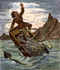 Giant Squid, 1879. /Nattacking A Fisherman. Colored Engraving, 1879. Poster Print by Granger Collection - Item # VARGRC0009551