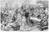 Picnic At The Races, 1872. /Na Luncheon On The Lawn Behind The Grandstand At The Ascot Racetrack In Berkshire, England. Wood Engraving, English, 1872. Poster Print by Granger Collection - Item # VARGRC0353491