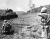 World War Ii: Okinawa. /Nflame-Throwing Tank And U.S. Marines Rifleman Moving Up To The Front Lines During The Battle Of Okinawa, 11 May 1945. Poster Print by Granger Collection - Item # VARGRC0100207