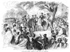 George Washington, 1775. /Ngeneral George Washington Taking Command Of The Continental Army On The Common At Cambridge, Massachusetts, 3 July 1775. Wood Engraving, American, 1855. Poster Print by Granger Collection - Item # VARGRC0370950