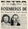 Rosenberg Execution, 1953. /Nheadline From The Los Angeles Times, 20 June 1953, Reporting The Previous Day'S Execution Of Ethel And Julius Rosenberg For Spying. Poster Print by Granger Collection - Item # VARGRC0068310