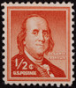 U.S. Stamp: Franklin. /Namerican Printer, Publisher, Scientist, Inventor, Statesman And Diplomat. Franklin On A Half-Penny U.S. Postage Stamp Of 1954. Poster Print by Granger Collection - Item # VARGRC0047727